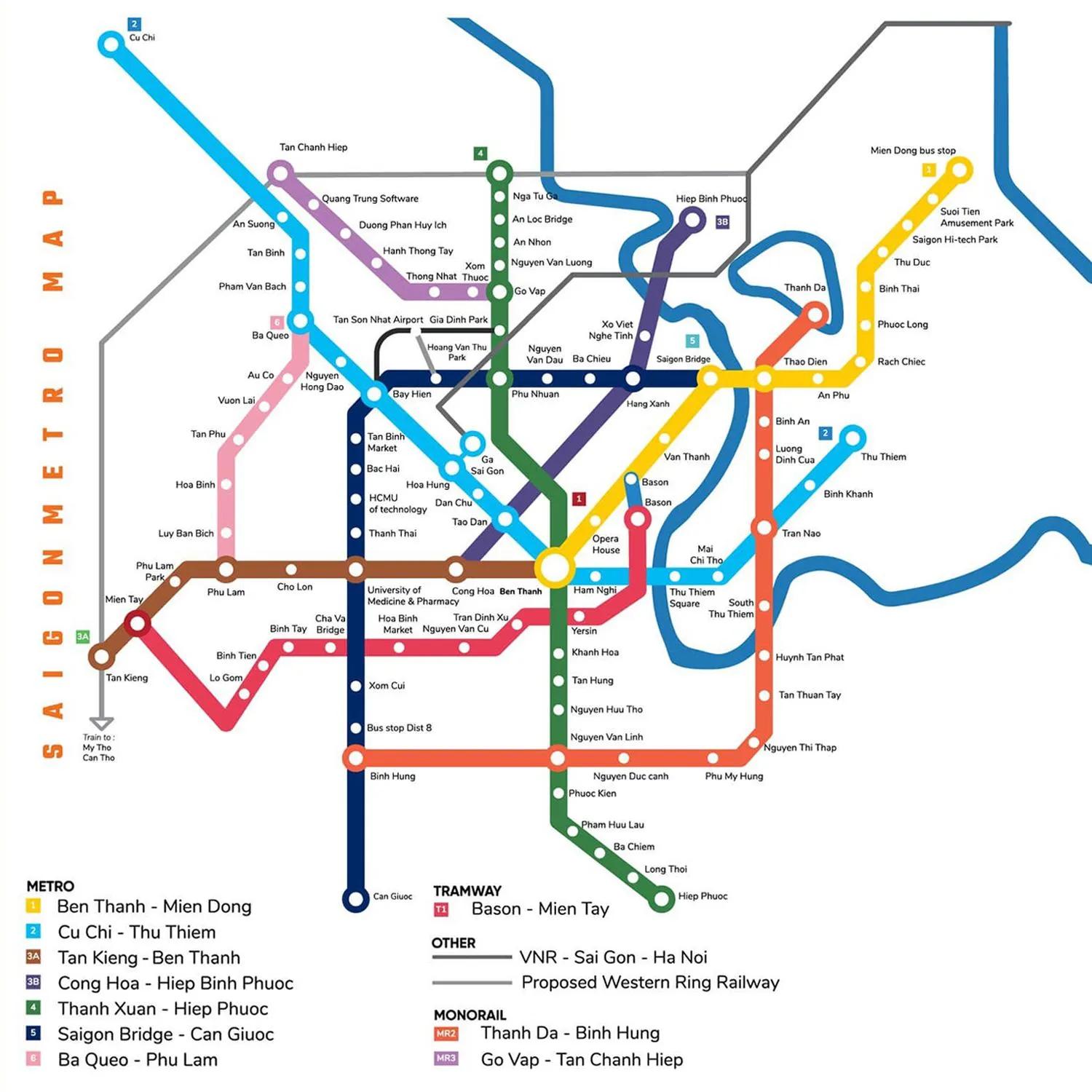 12 HCMC metro lines, 600+ km in total — the full network laid out