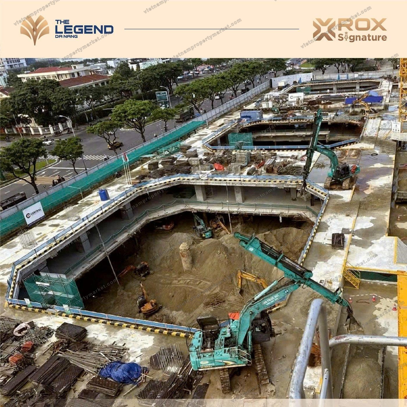 Top-down foundation — three basements (B1-B3) completed.