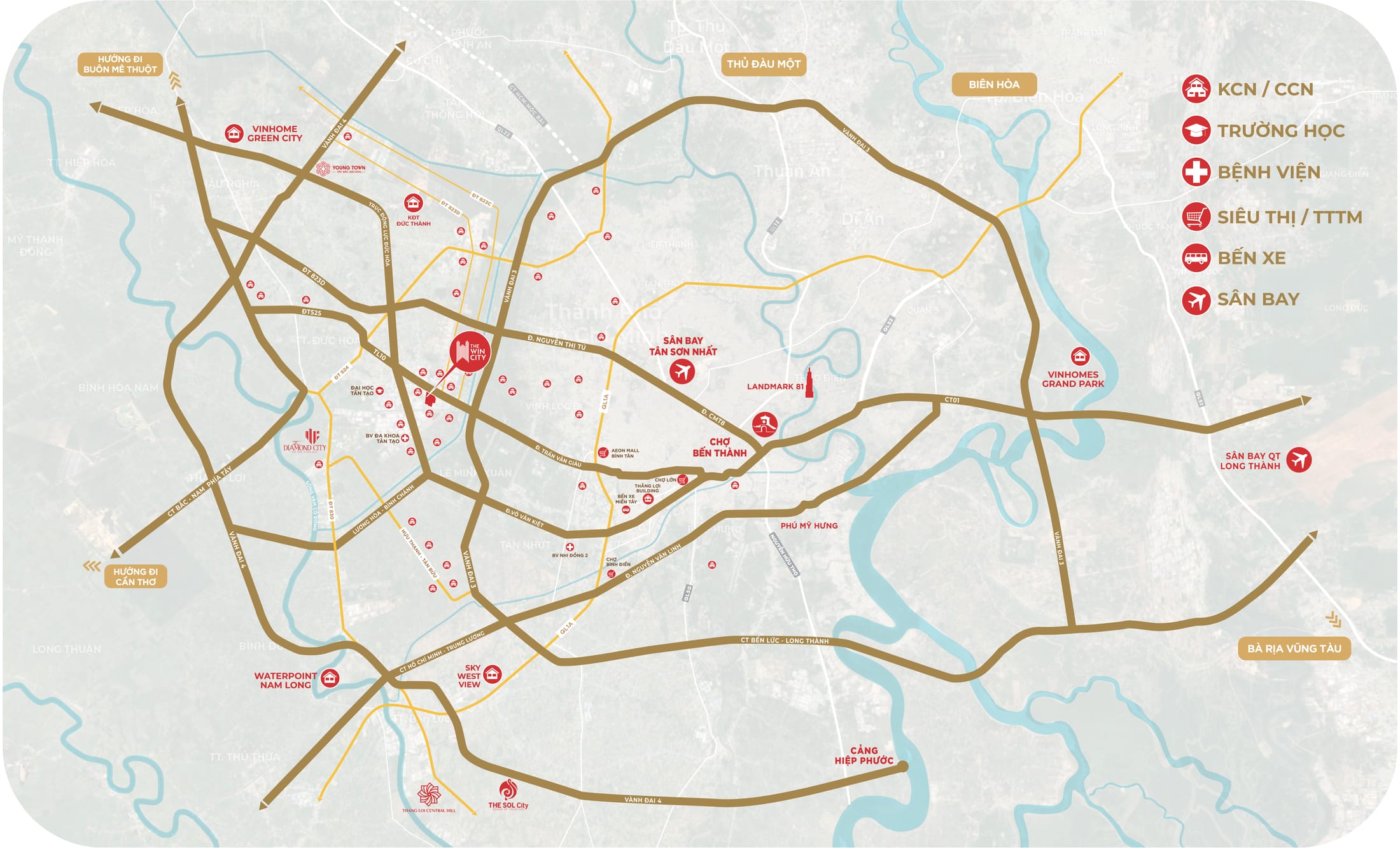 The Win City — regional connections map